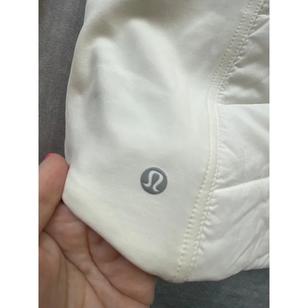 Lululemon Down For It All Jacket White Size 10 Puffer Running Hooded Zip Coat
